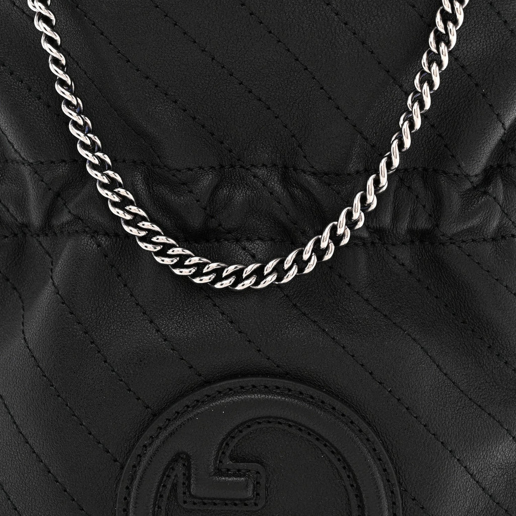 Sakai Be Green Calfskin Diagonal Stitched Mini Blondie Bucket Bag Black