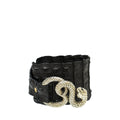 Roberto Cavalli Black Crocodile Serpent Buckle Wide Belt