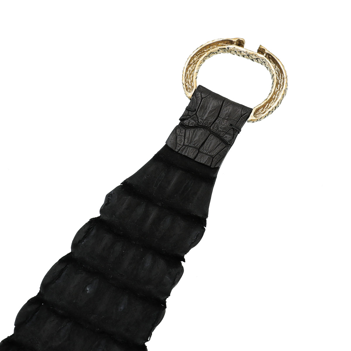 Roberto Cavalli Black Crocodile Serpent Buckle Wide Belt
