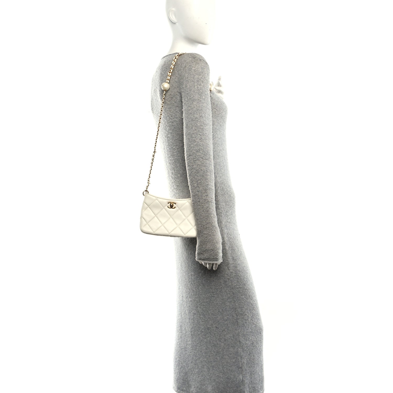 Lambskin Quilted Mini Pearl Crush Hobo White