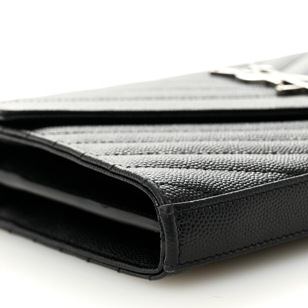 Grain De Poudre Matelasse Chevron Monogram Chain Wallet Black