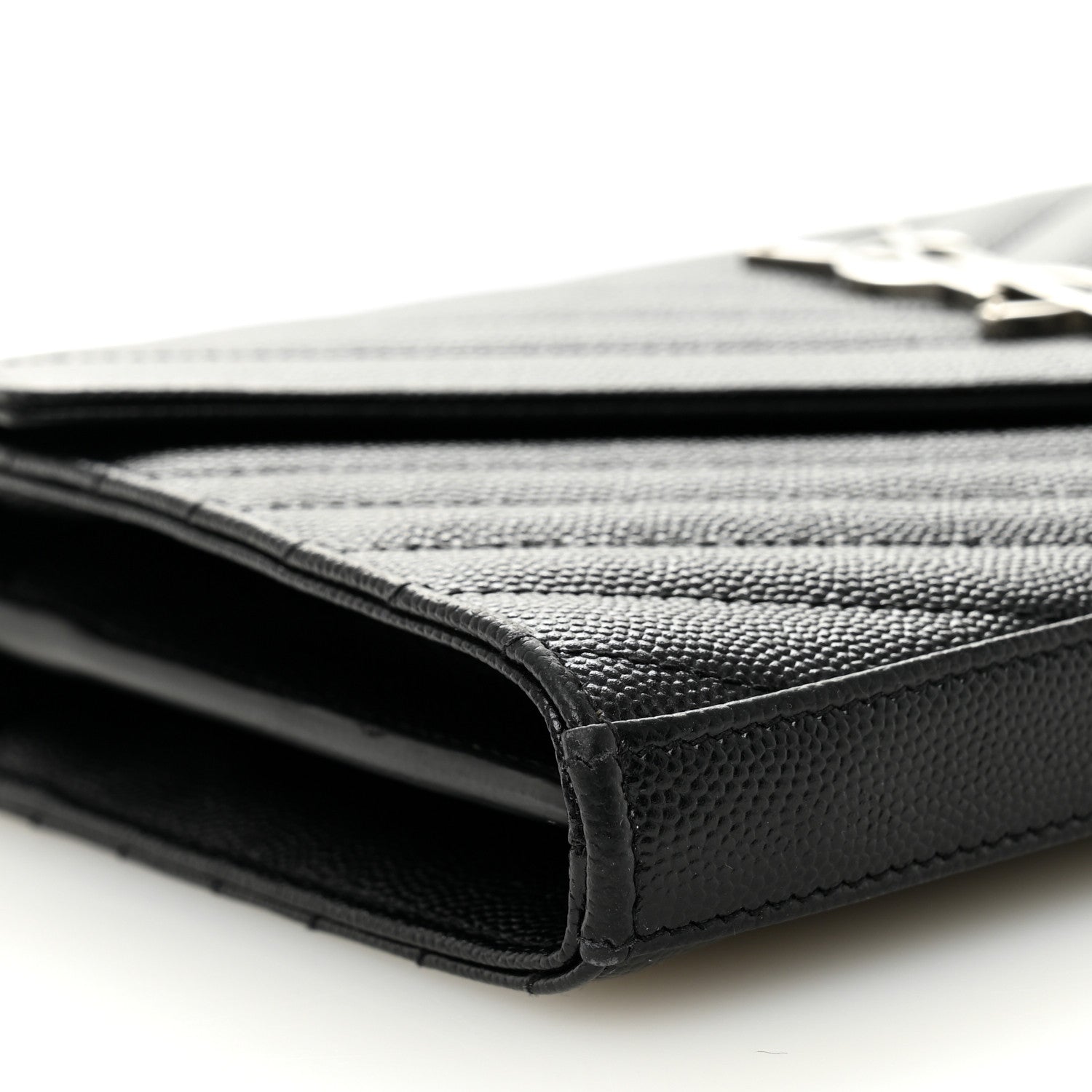 Grain De Poudre Matelasse Chevron Monogram Chain Wallet Black