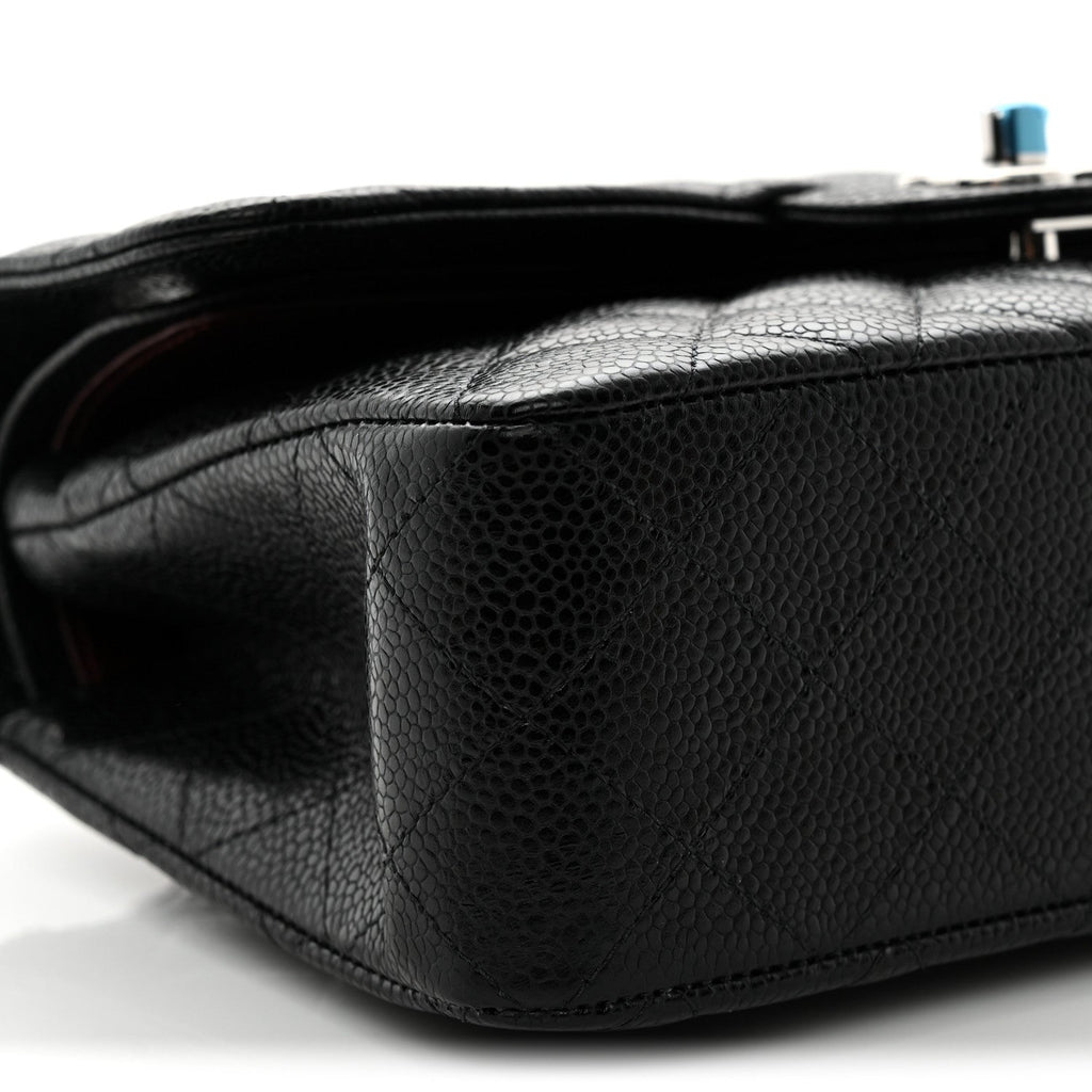 Caviar Quilted Small Double Flap Black