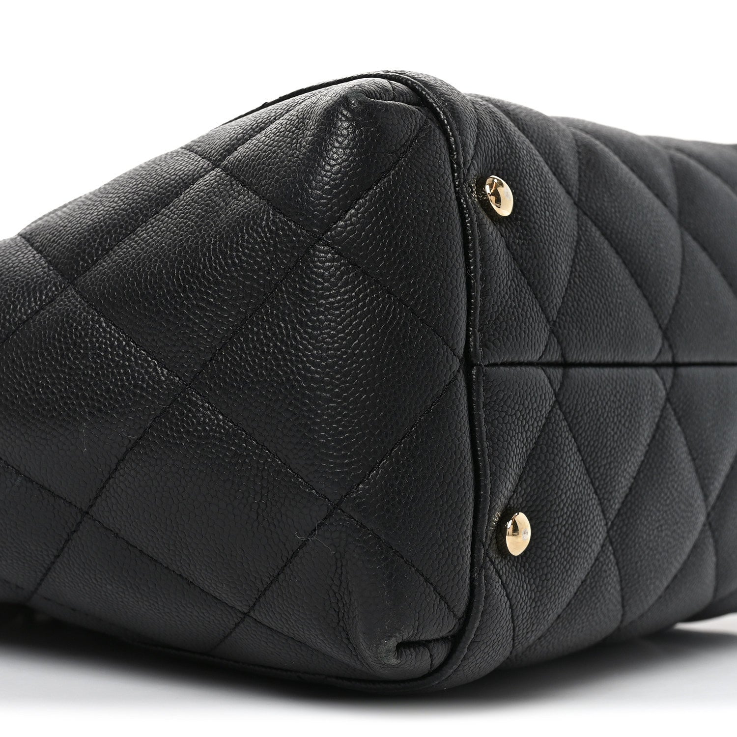 Caviar Quilted Small Shopping Tote Black