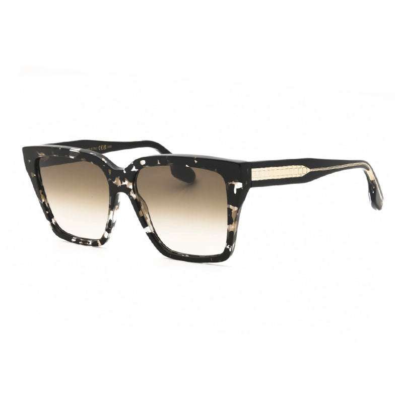 Victoria Beckham Sunglasses Rectangle Full Rim, Black Havana Frame and Smoke Gradient Lens VB672S010