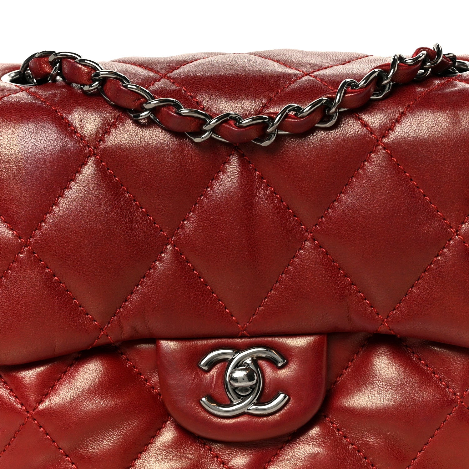 Lambskin Quilted Mini Chanel 3 Flap Red