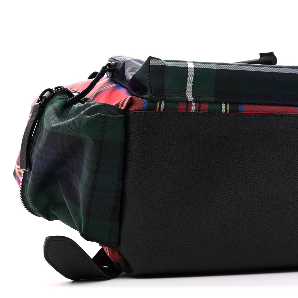 Laminated Tartan Patchwork Medium Rucksack Backpack Military Red