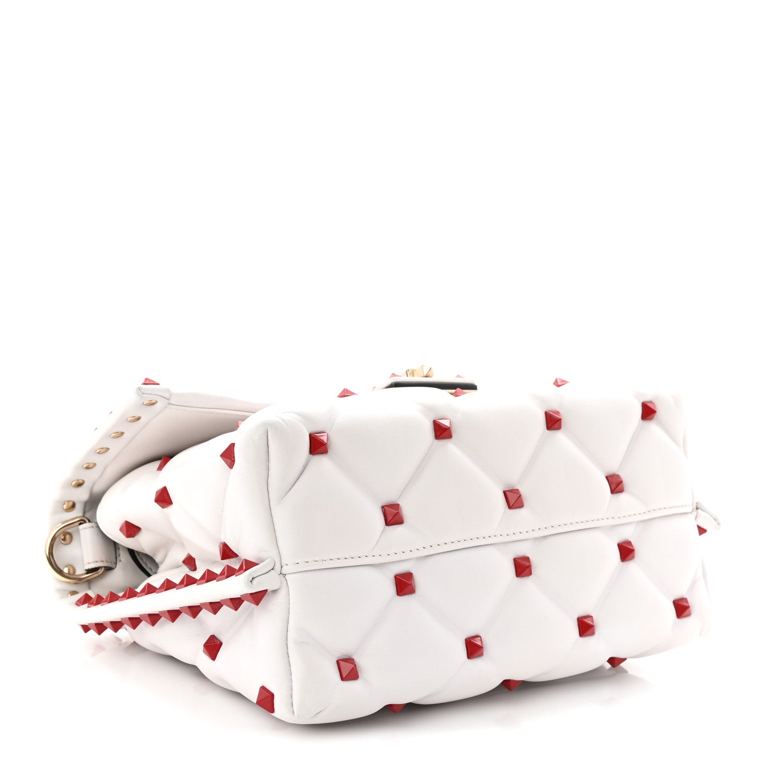 Lambskin Be My VLTN Print Candystud Top Handle Bag White Red Black