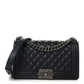 Lambskin Quilted Medium Boy Flap Black