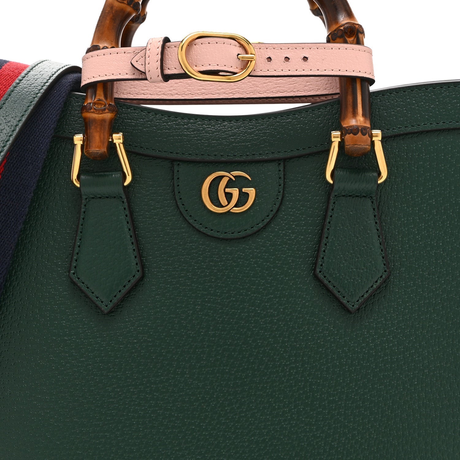 Wonka Grain Calfskin Small Diana Tote Bag Vintage Green Powder Pink