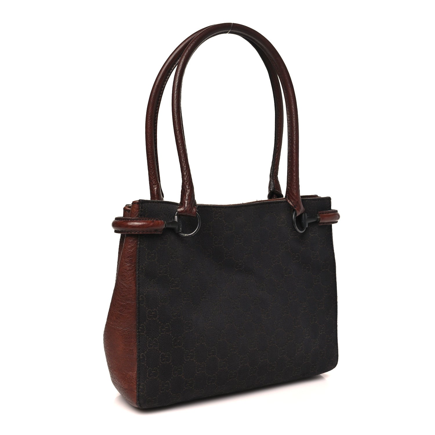 Monogram Denim GG Shoulder Bag Black Brown