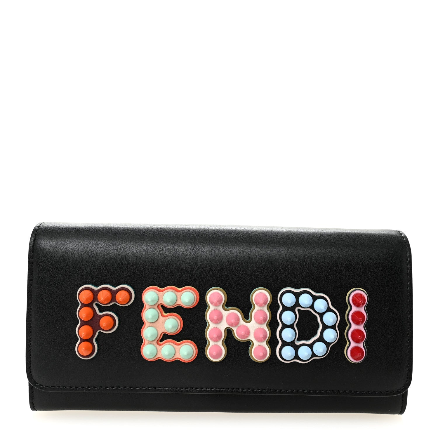 Vitello Liberty Fun Fair Studded Continental Wallet On Chain Black Multicolor