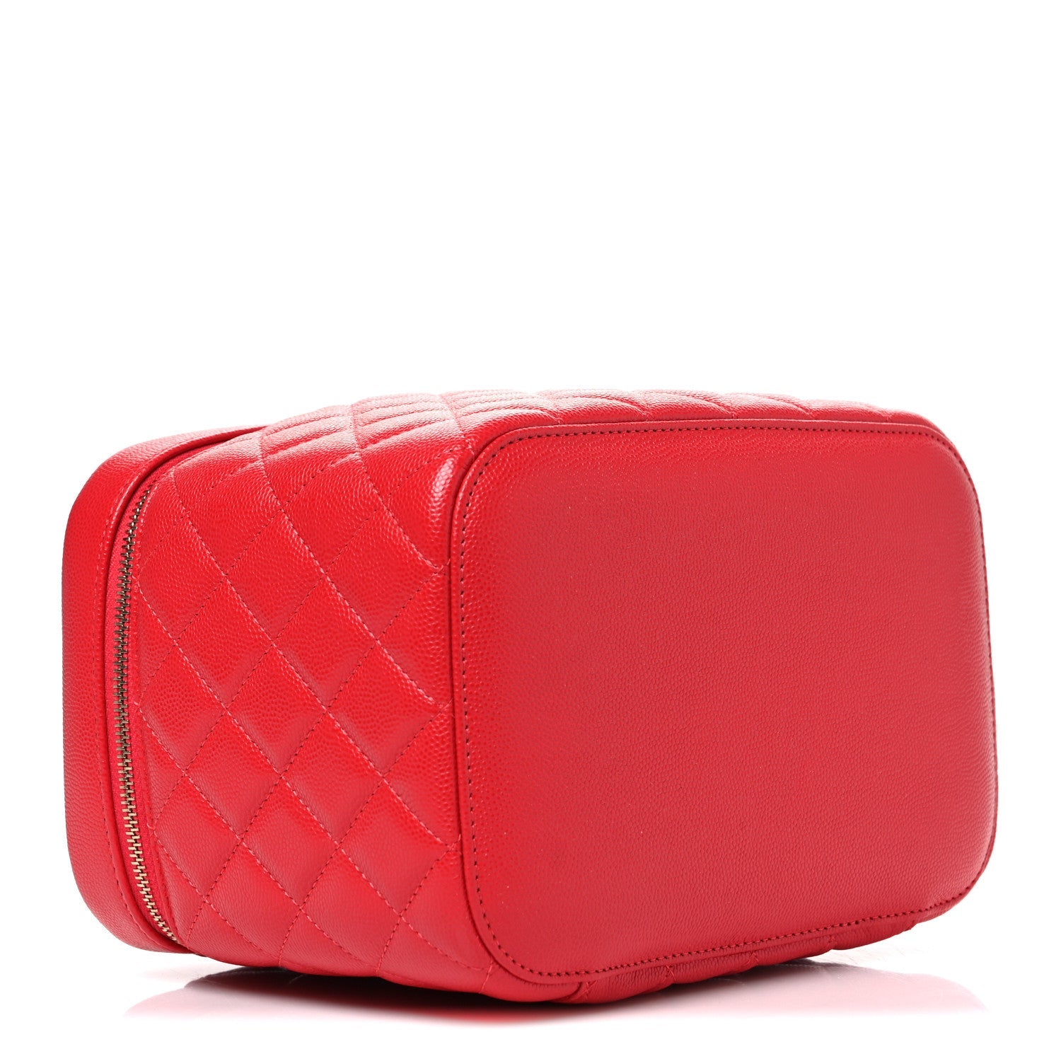 Caviar Quilted Large Vanity Pouch Red