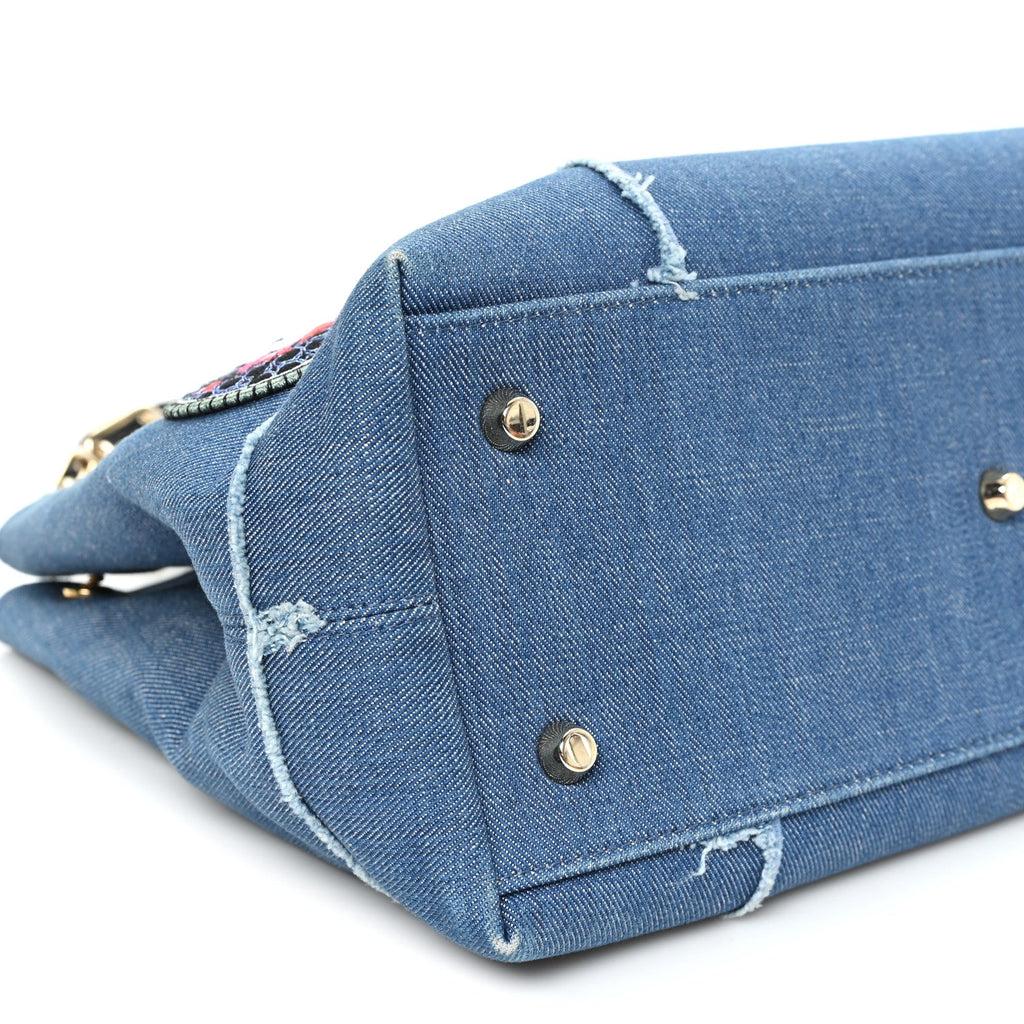 Denim Dior D Light Tote Blue