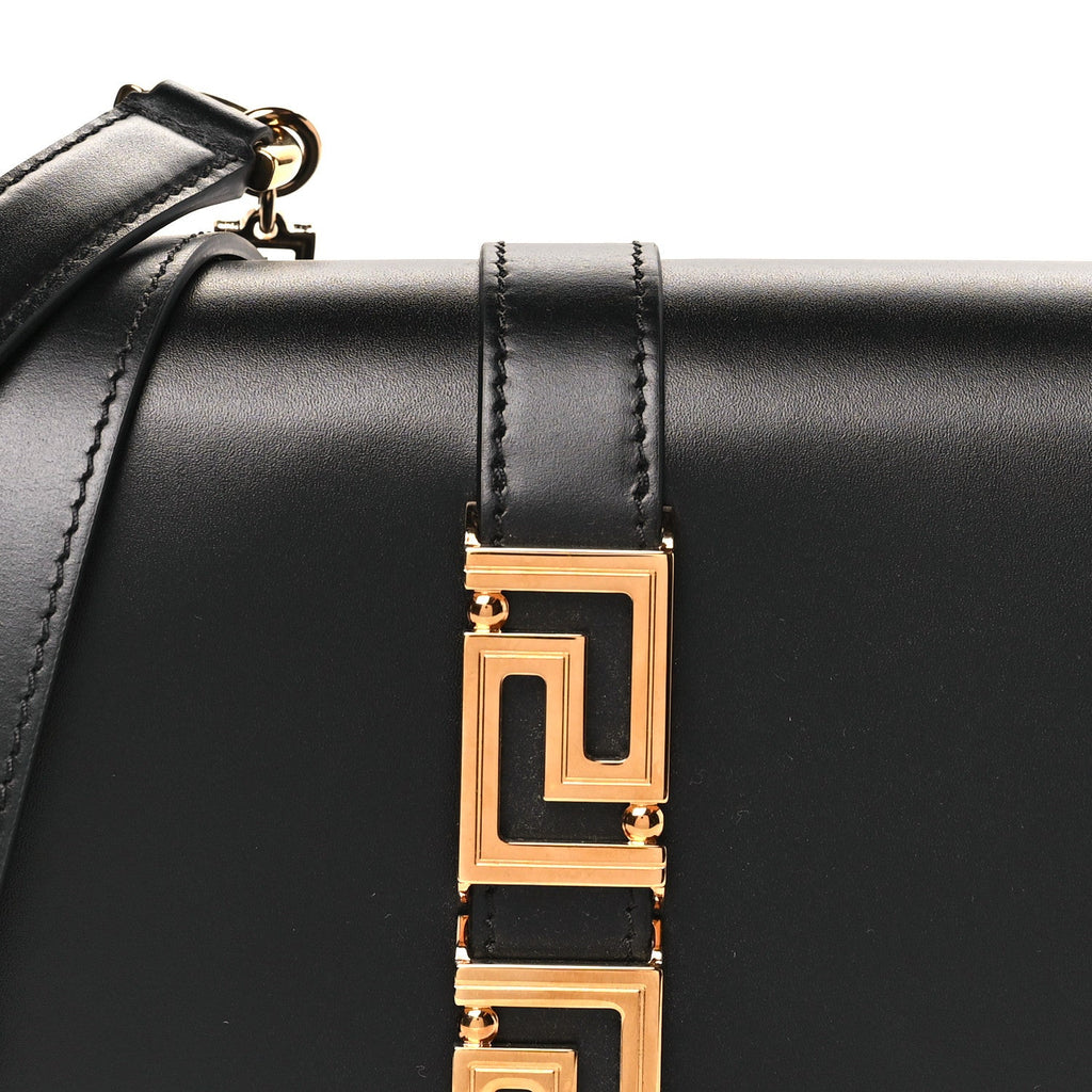 Calfskin Medium Greca Goddess Shoulder Bag Black