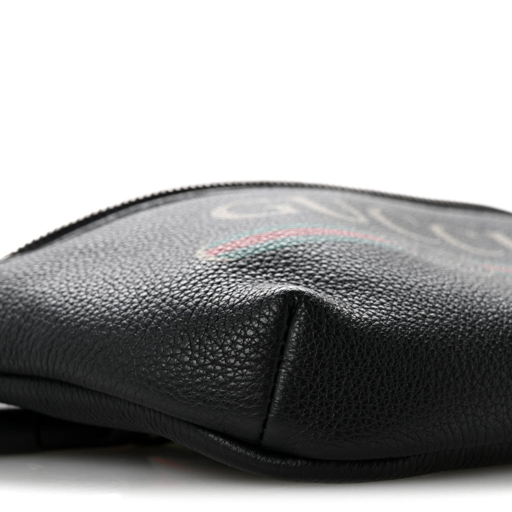 Grained Calfskin Small Logo Belt Bag Black