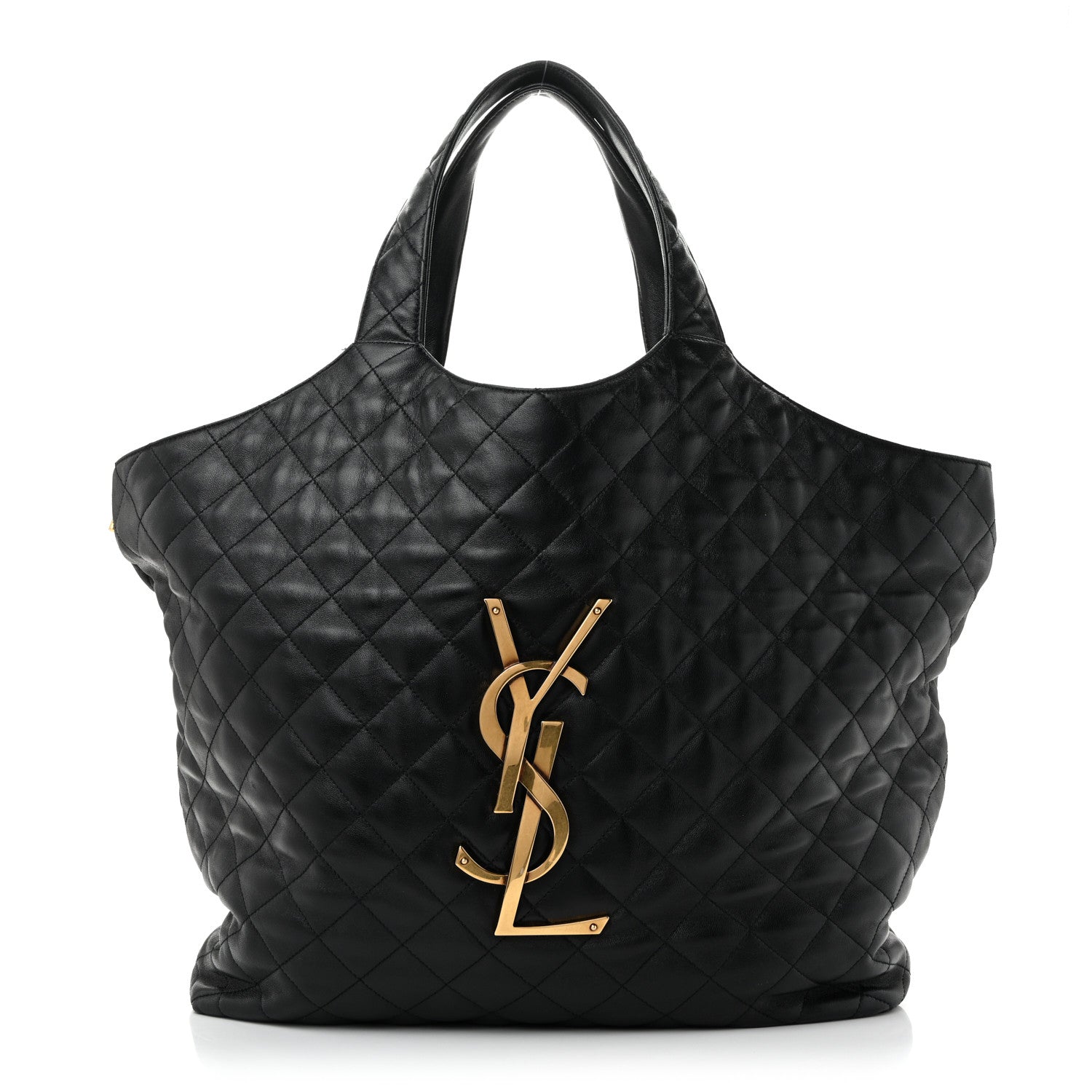 Lambskin Quilted Maxi Icare Shopping Tote Black