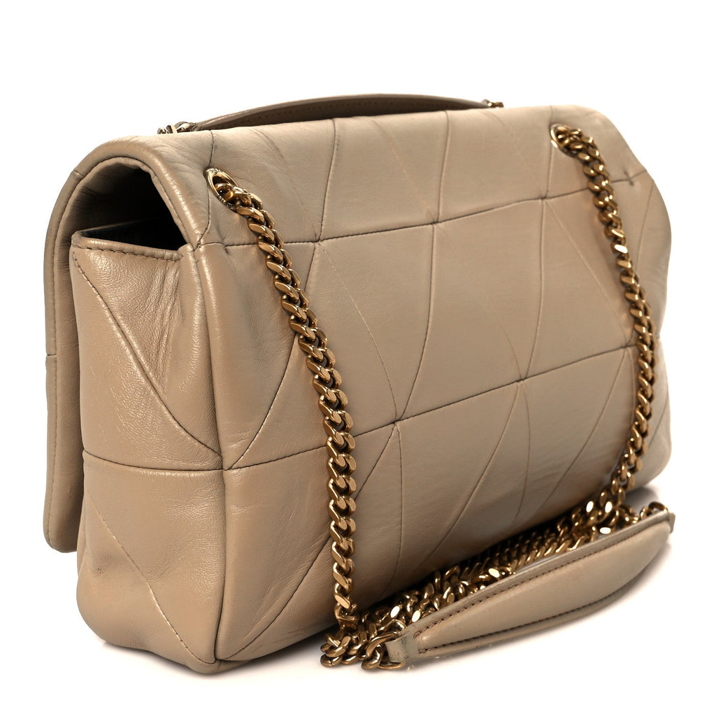 Lambskin Patchwork Monogram Medium Jamie Beige