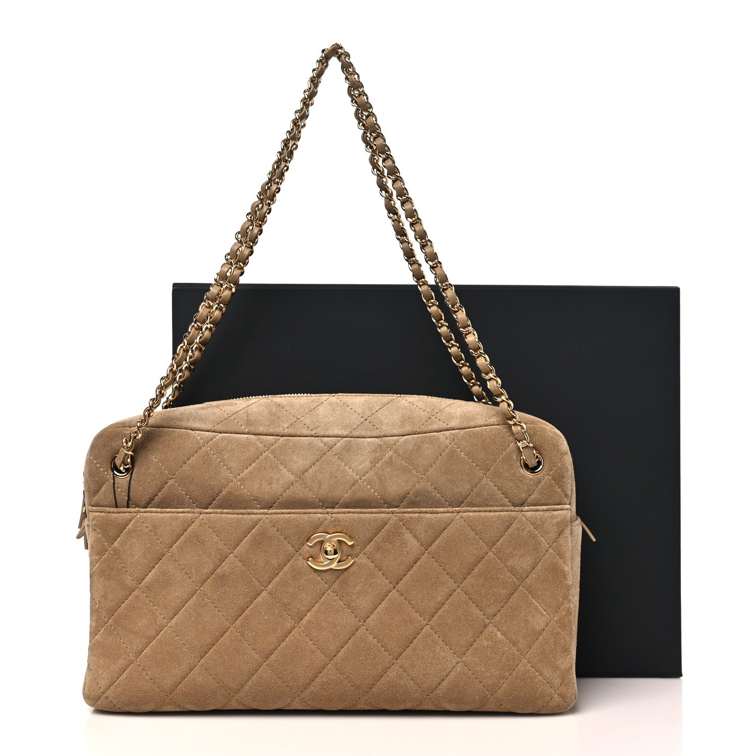 Suede Calfskin Quilted Camerissimo Camera Case Beige