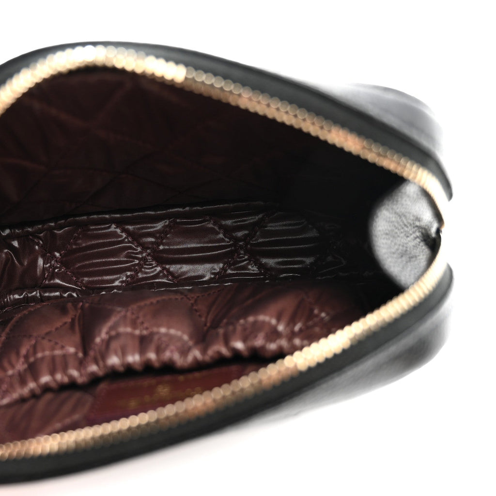 Caviar Quilted Small Curvy Pouch Cosmetic Case Black