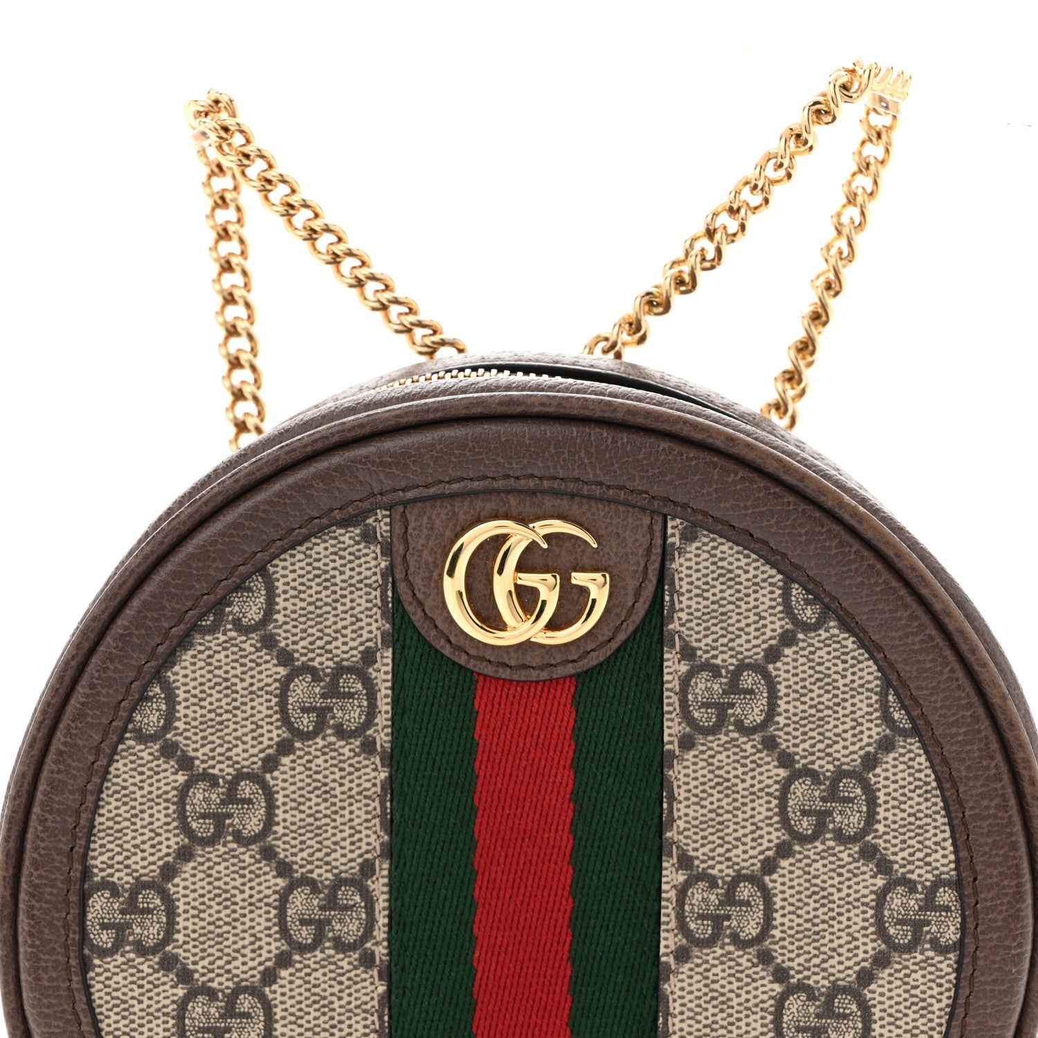 GG Supreme Monogram Web Mini Ophidia Round Shoulder Bag Brown