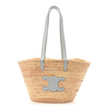Raffia Calfskin Triomphe Medium Panier Soft Blue