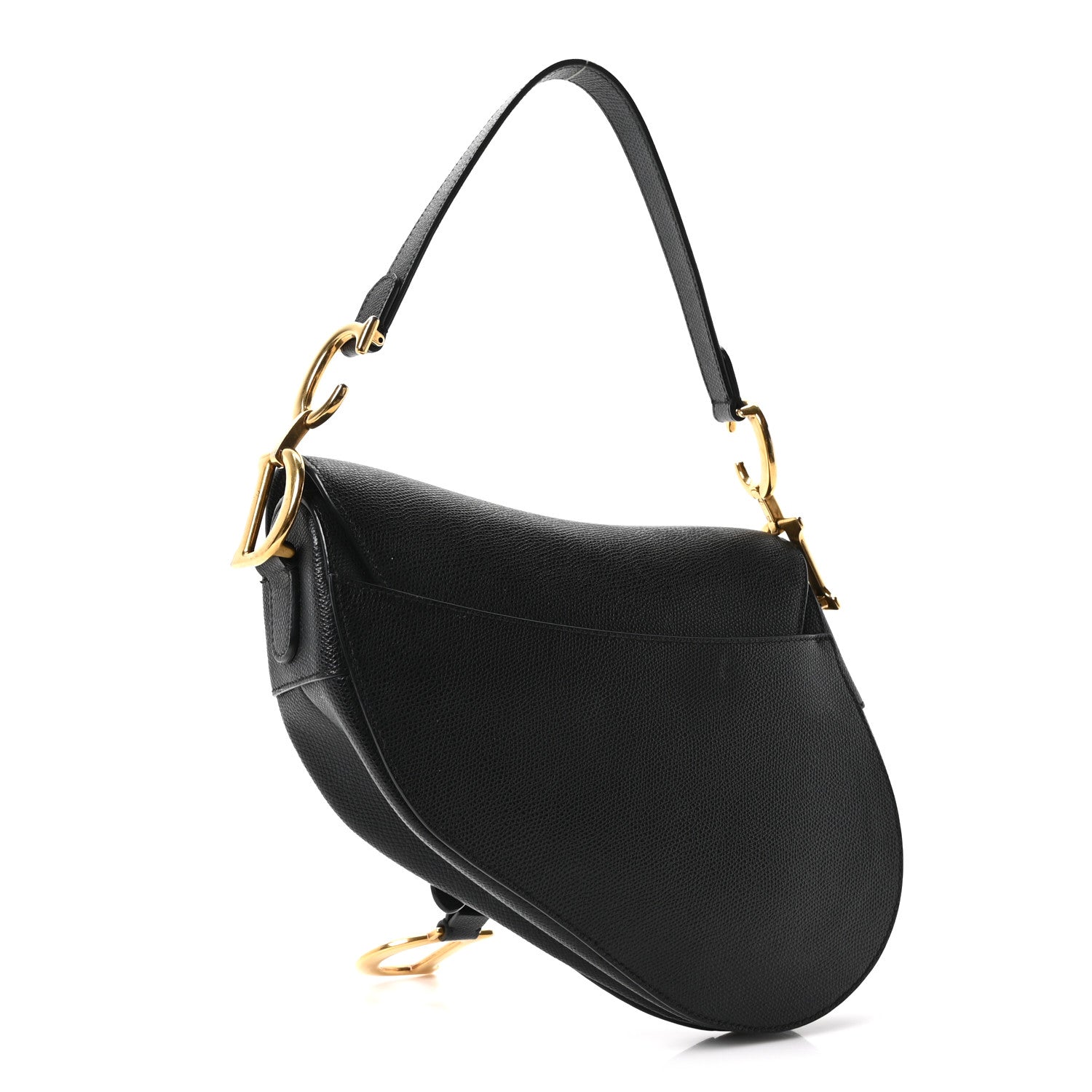 Grained Calfskin Saddle Bag Black