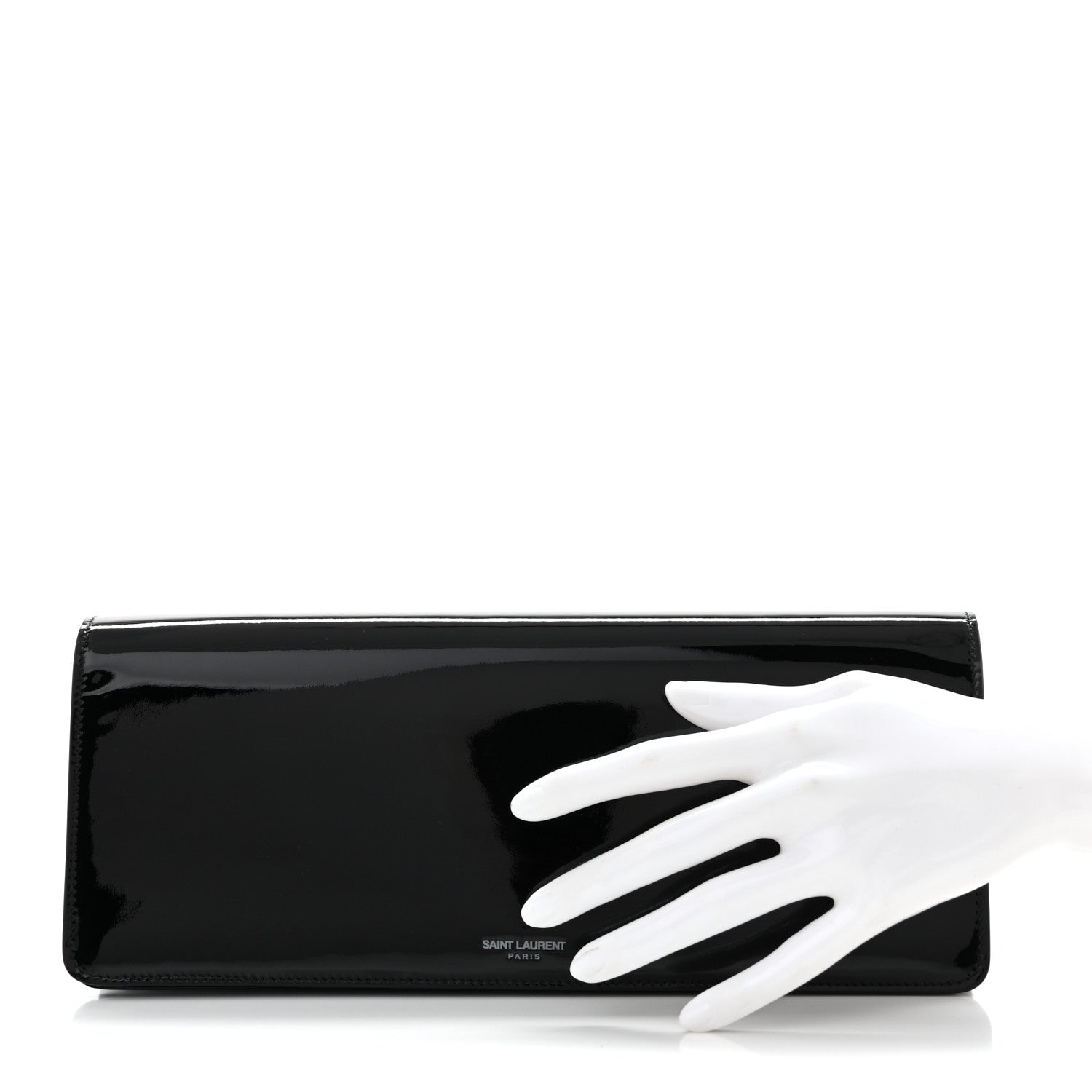 Patent Calfskin Clutch Black