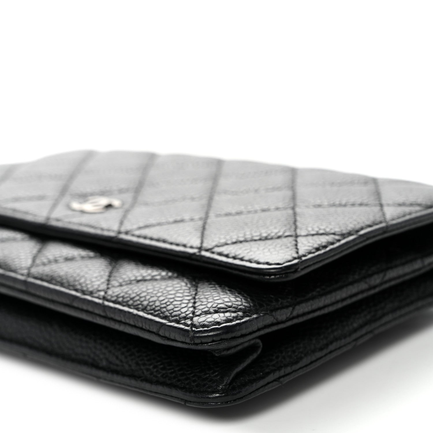Caviar Quilted Wallet on Chain WOC Black