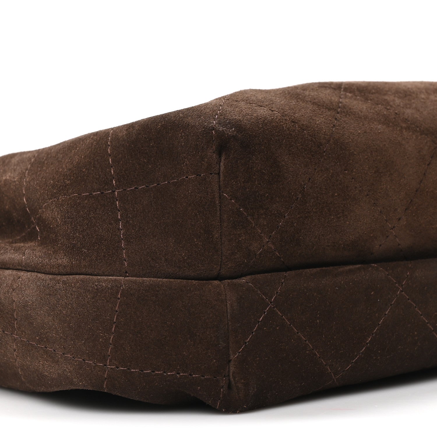 Suede Calfskin Plexiglass Tortoise Shell Quilted Pouch Dark Brown
