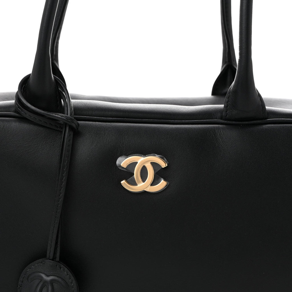 Calfskin Large Perfect Bowling Bag Black