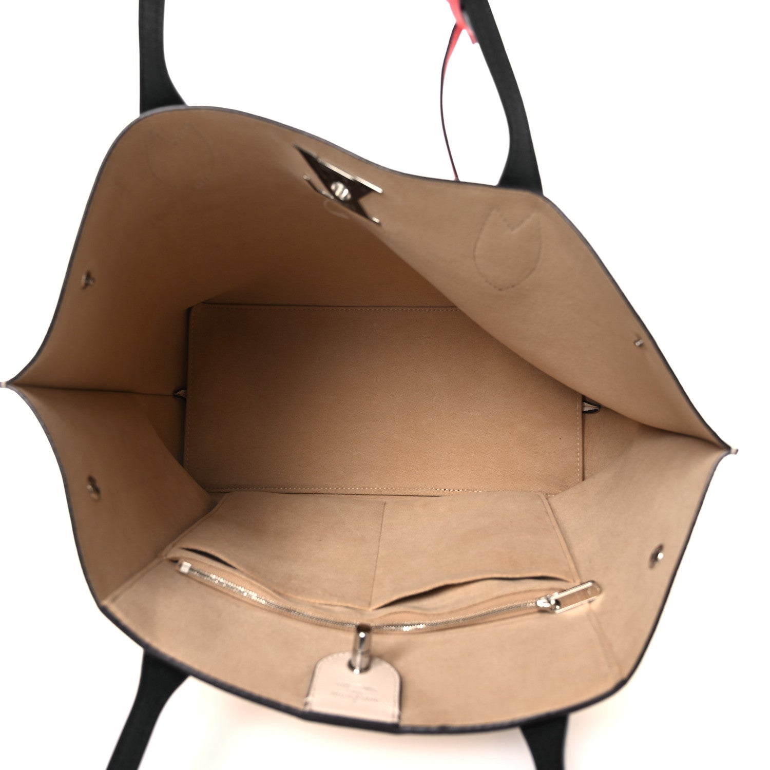 Calfskin Lockme Go Tote Kabuki Red Quartz Black