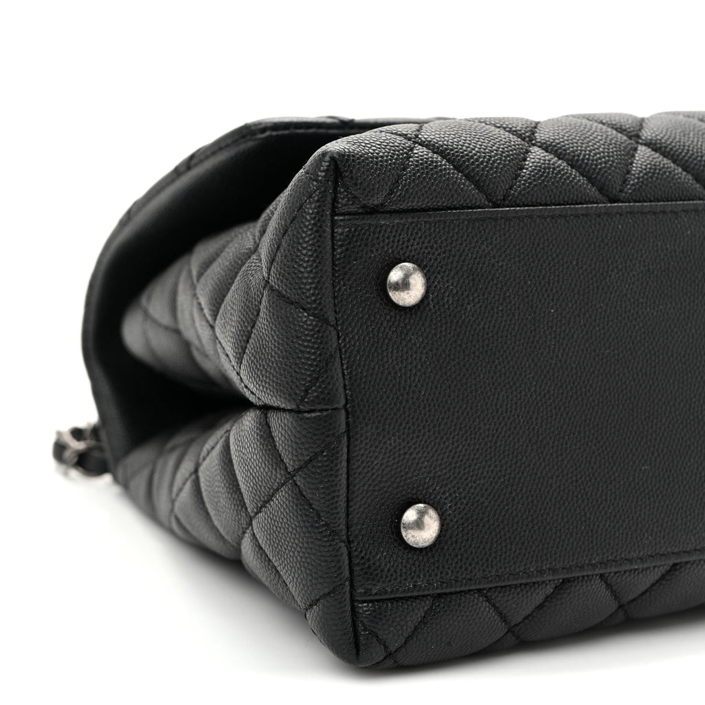 Caviar Quilted Small Coco Handle Flap Black