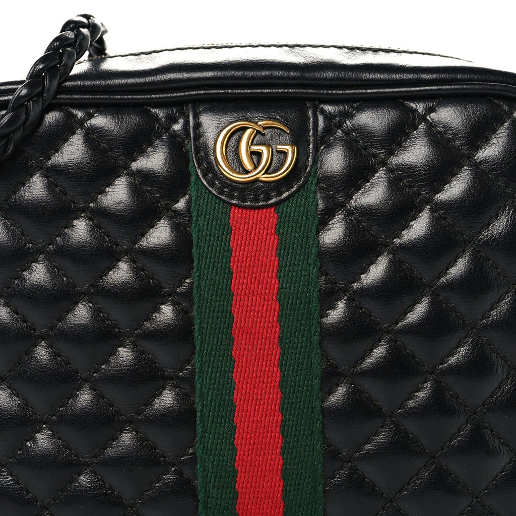 Calfskin Trapuntata Web Mini GG Shoulder Bag Black