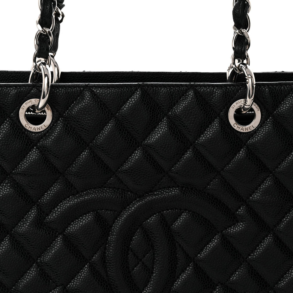 Caviar Quilted Grand Shopping Tote GST Black