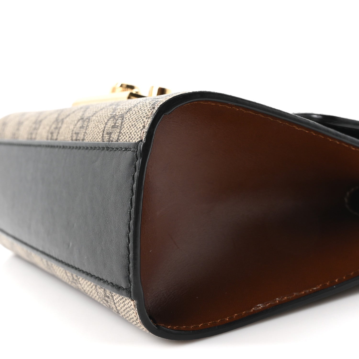 GG Supreme Monogram Calfskin Small Padlock Shoulder Bag Beige Black Cuir