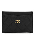 Caviar Quilted Card Holder Black