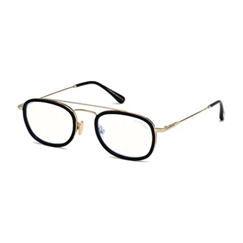 Tom Ford Eyeglasses Square Full Rim, Black/Gold Frame and Clear Demo Lens Lens FT5677-F-B001