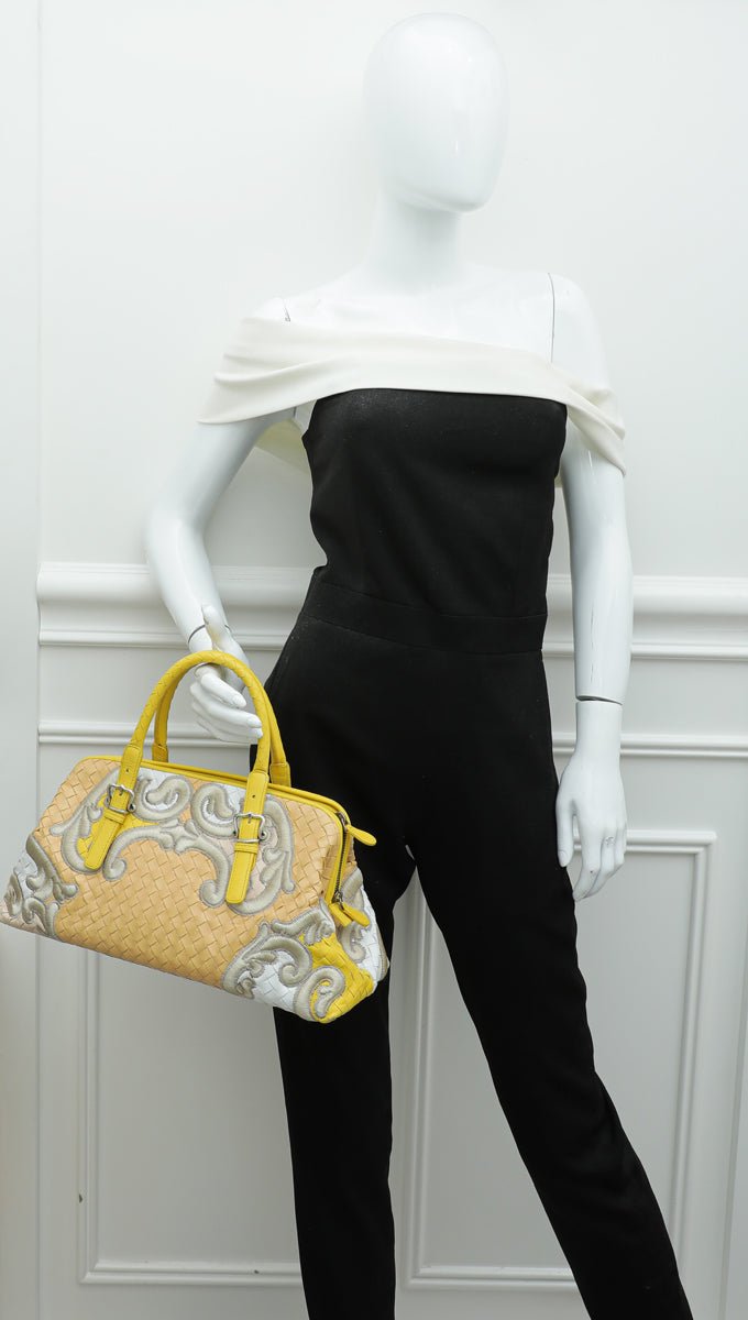 Bottega Veneta Bicolor Embroidered Intrecciato Tote Bag