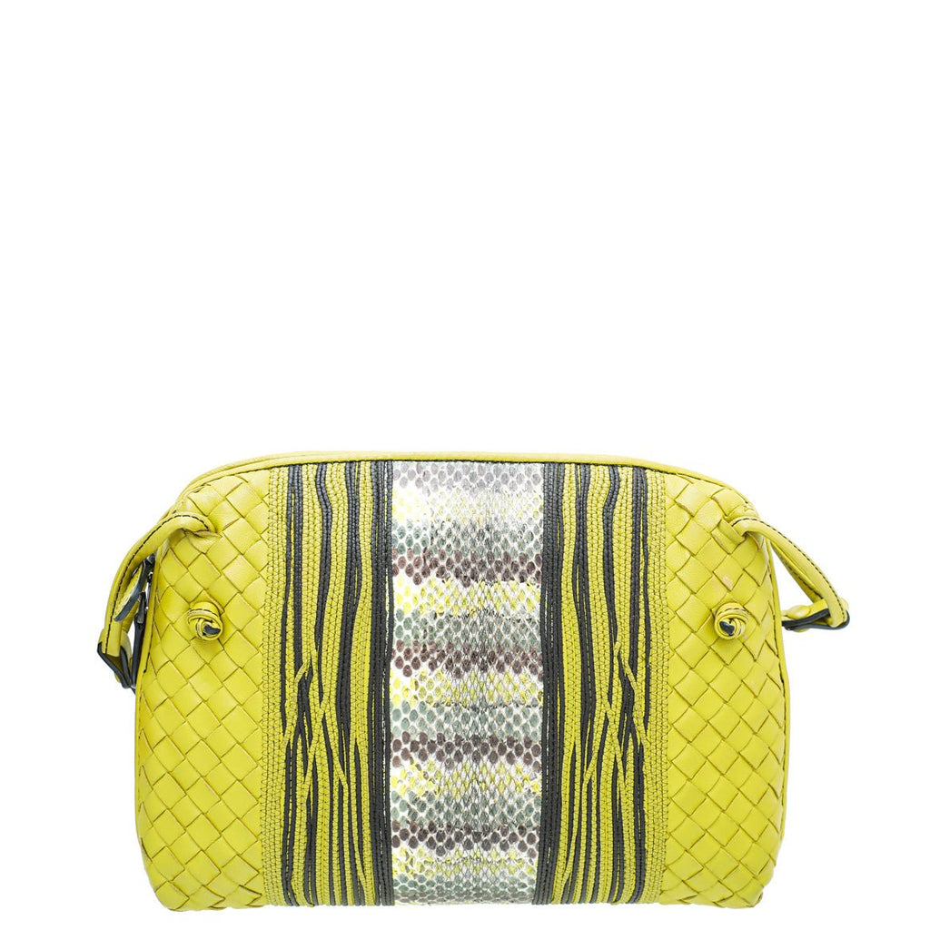 Bottega Veneta Bicolor Intrecciato Nappa Snakeskin Nodini Crossbody Bag