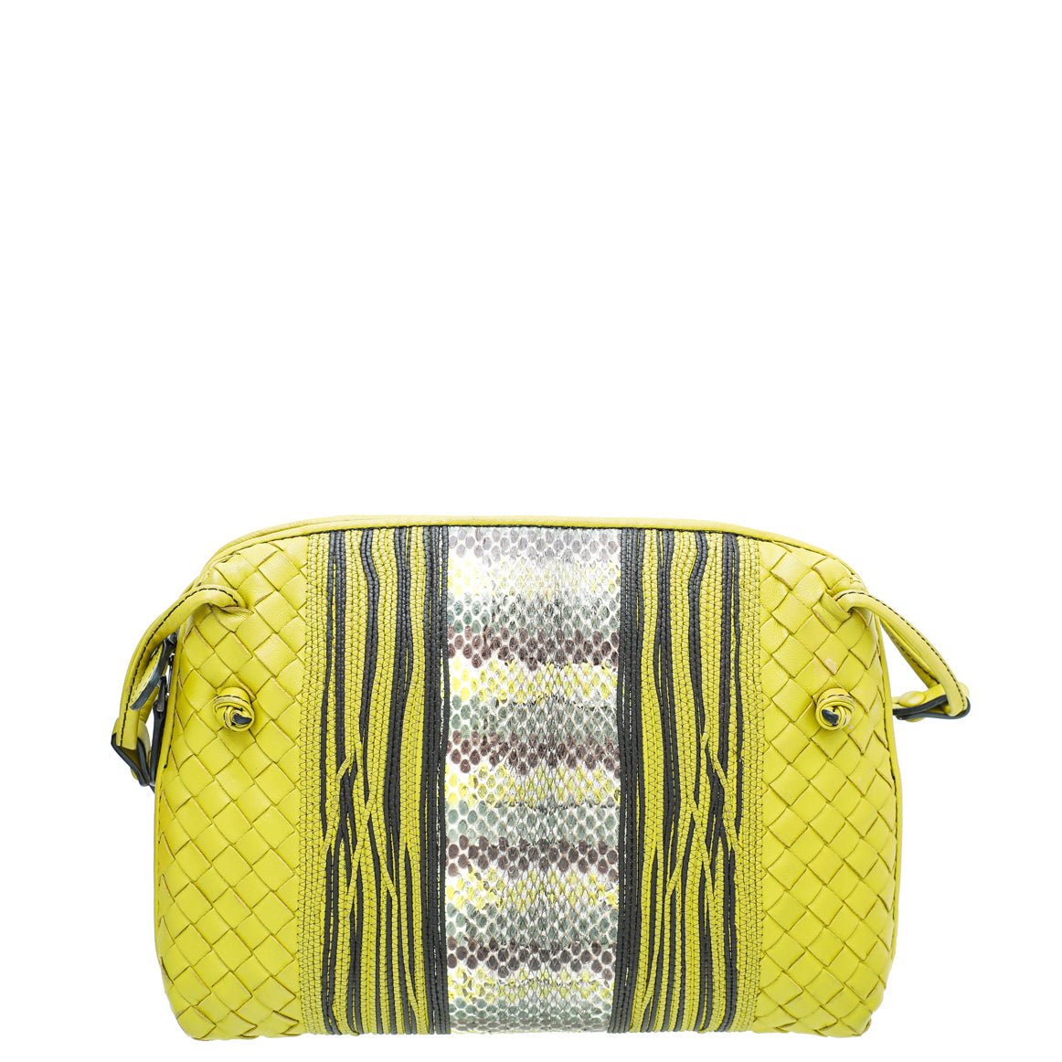 Bottega Veneta Bicolor Intrecciato Nappa Snakeskin Nodini Crossbody Bag