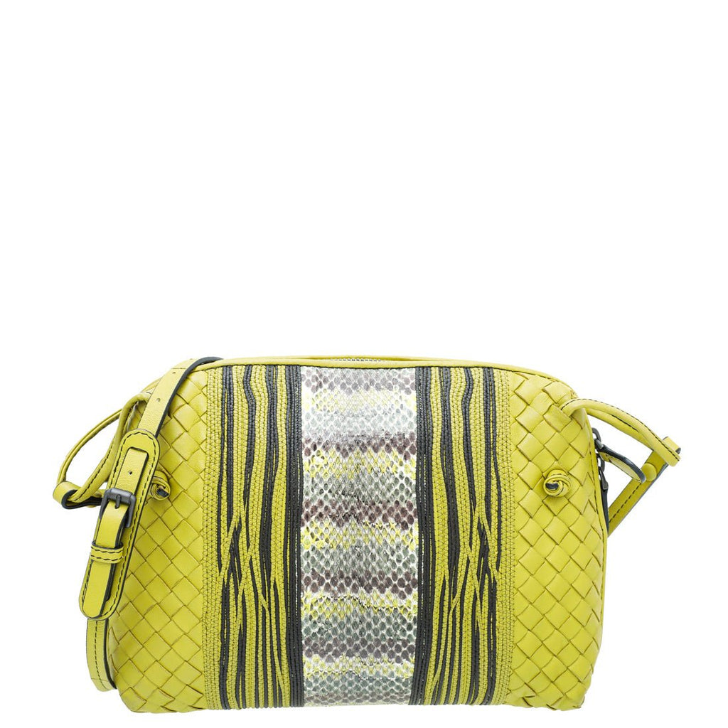 Bottega Veneta Bicolor Intrecciato Nappa Snakeskin Nodini Crossbody Bag