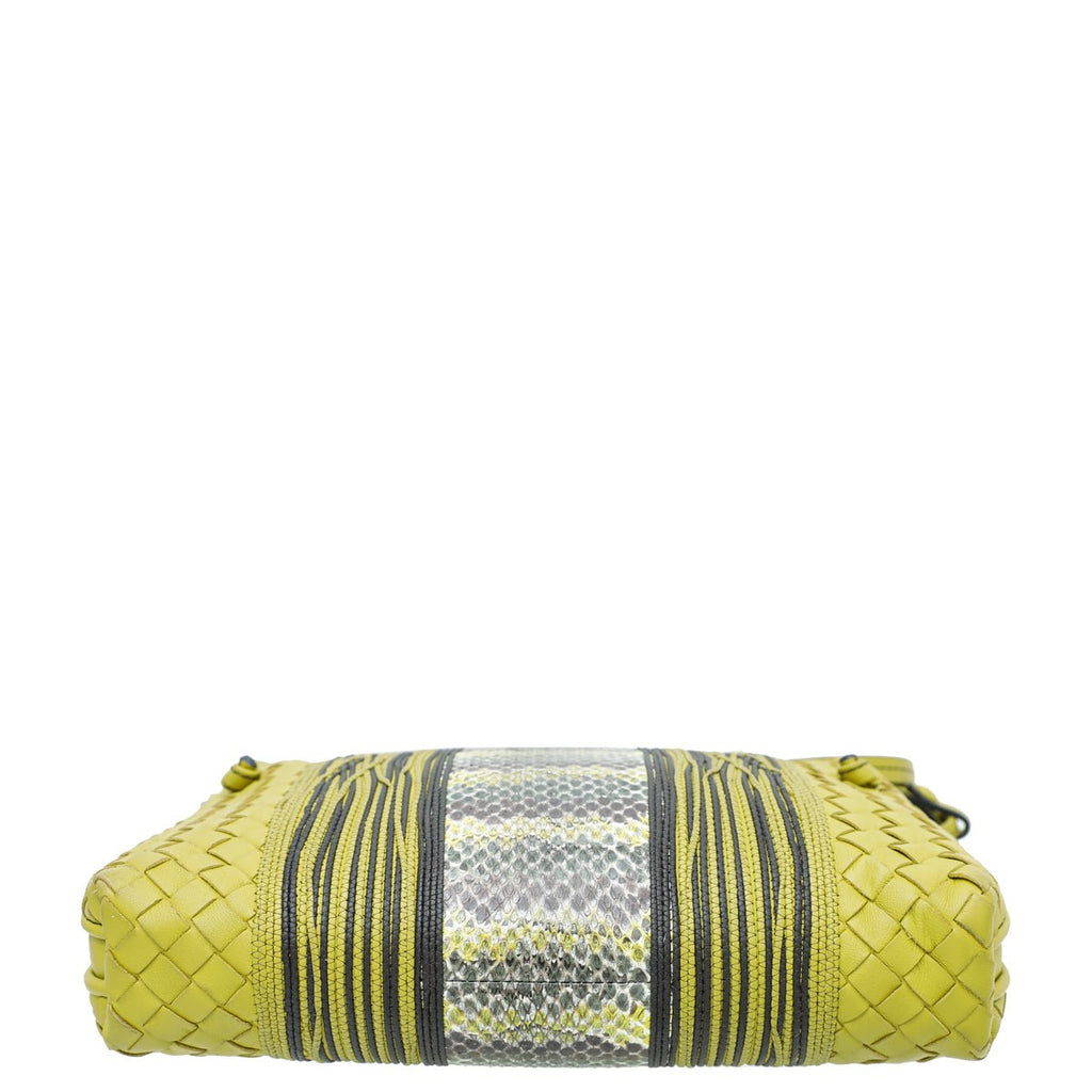 Bottega Veneta Bicolor Intrecciato Nappa Snakeskin Nodini Crossbody Bag