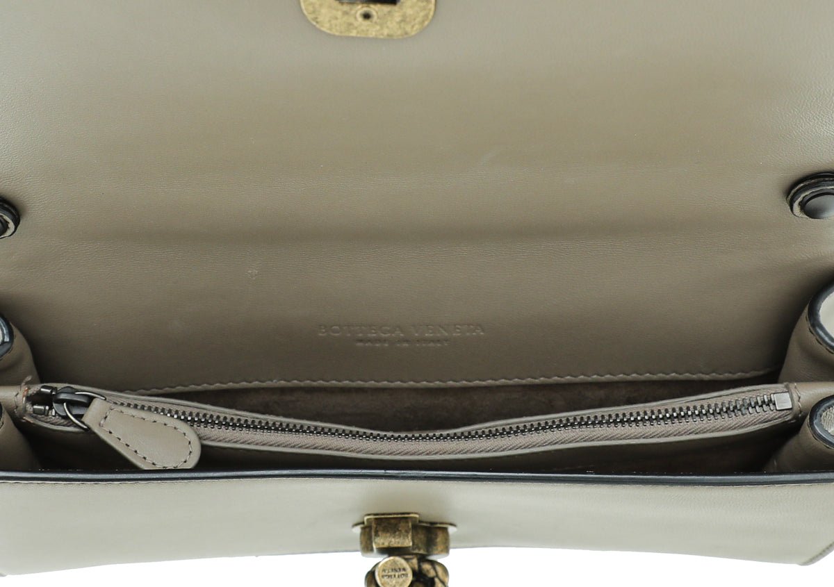 Bottega Veneta Bicolor Mist Intrecciato Club Stitch Olimpia Knot Clutch