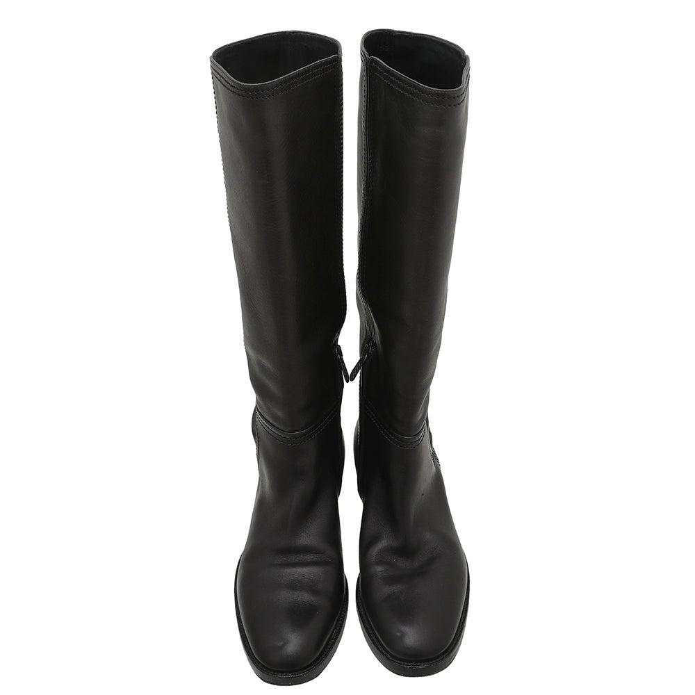 Bottega Veneta Black Intrecciato Knee High Boots 39