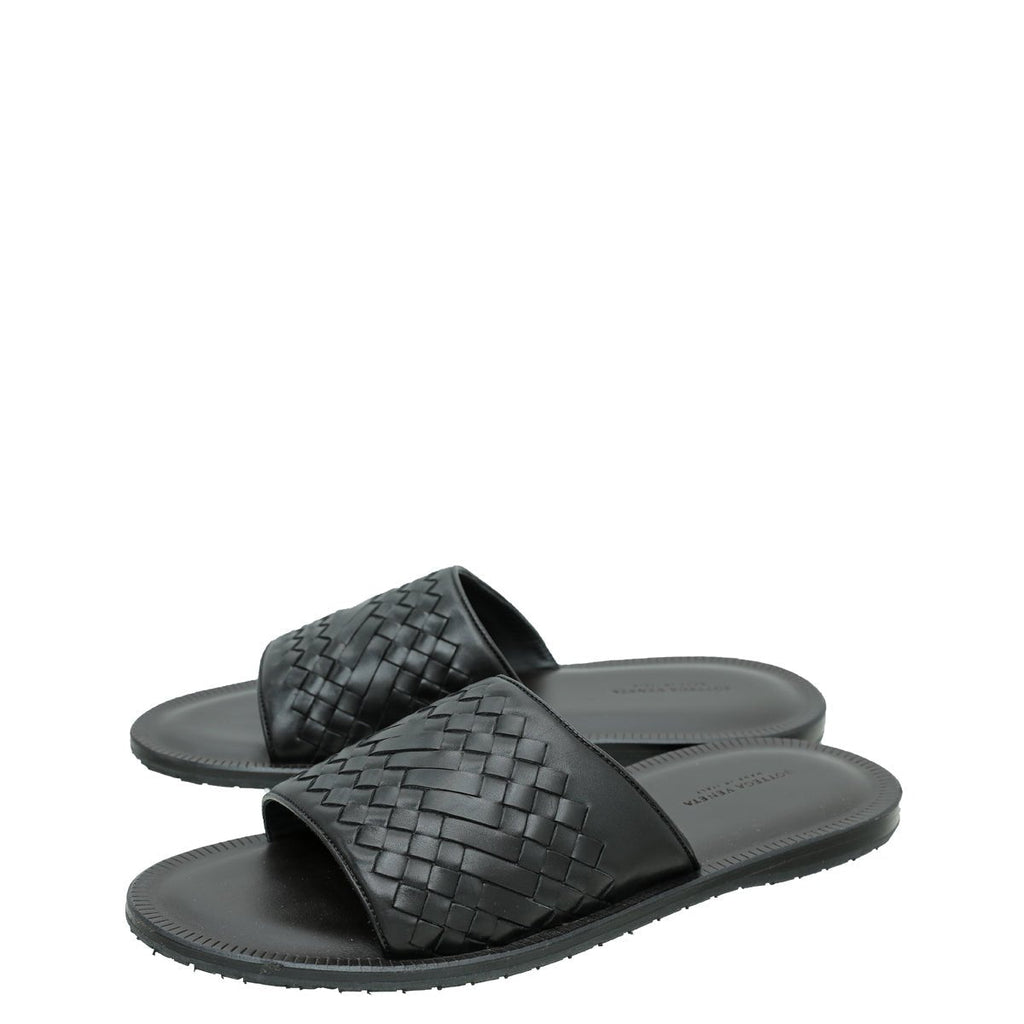 Bottega Veneta Black Intrecciato Slide Sandal 43