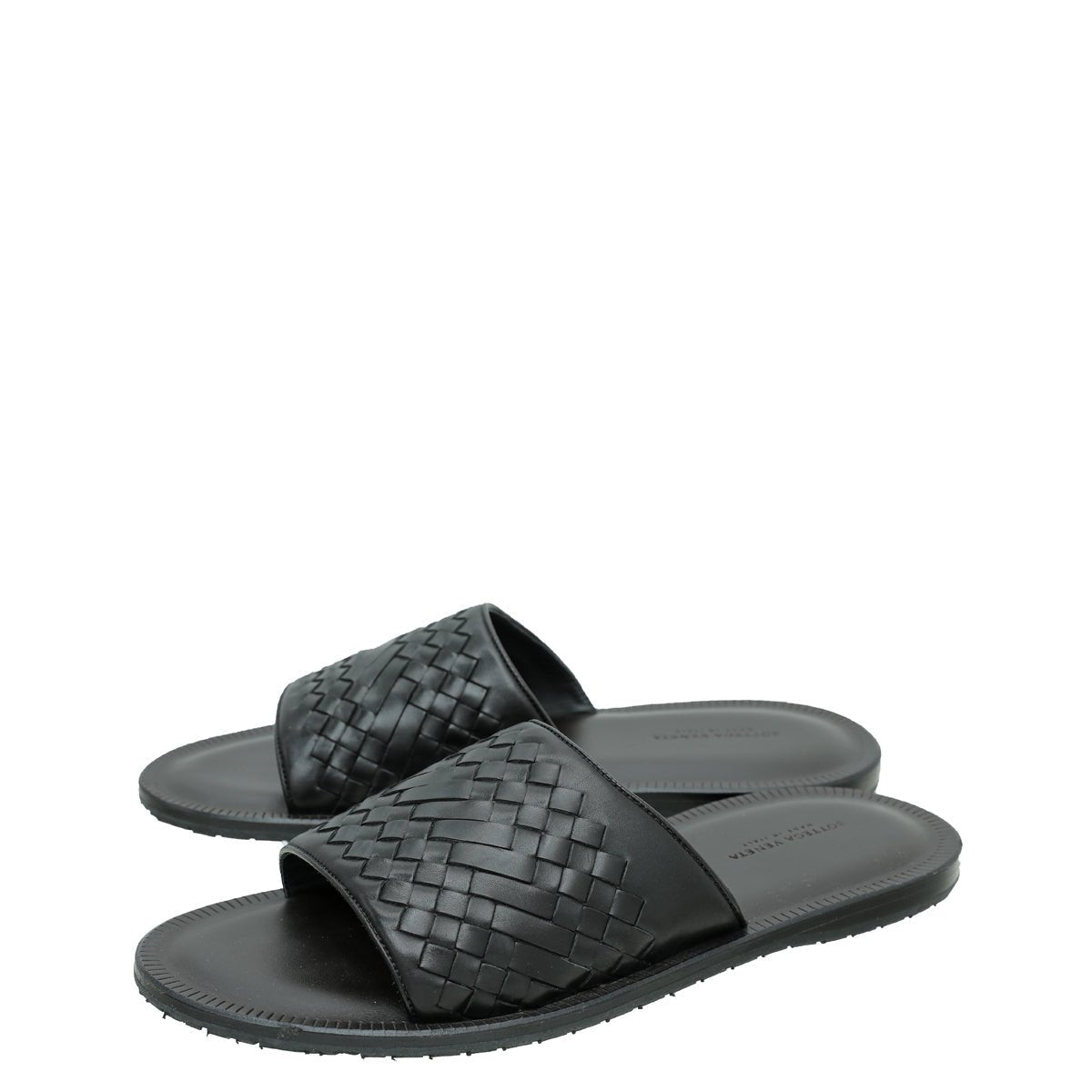 Bottega Veneta Black Intrecciato Slide Sandal 43