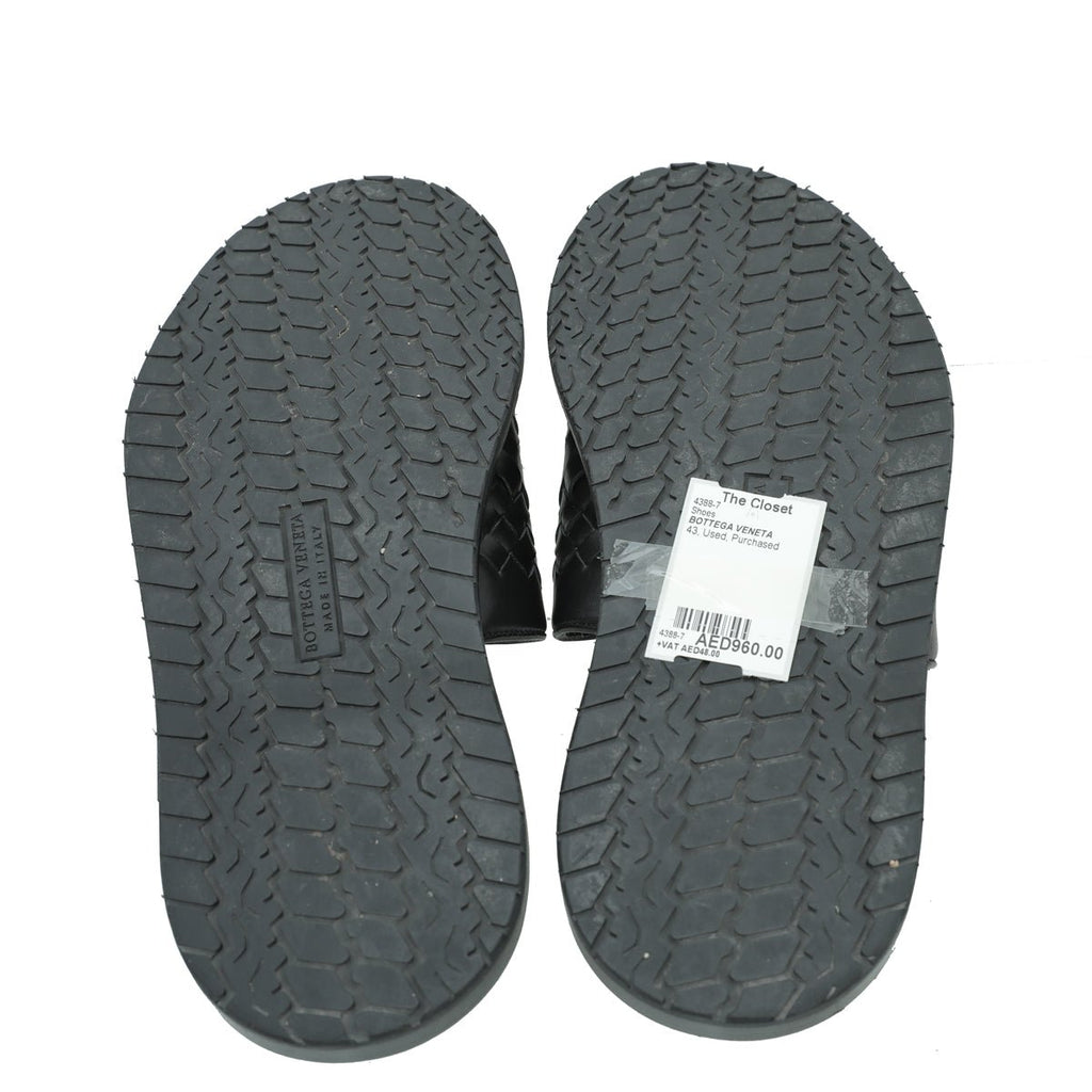 Bottega Veneta Black Intrecciato Slide Sandal 43