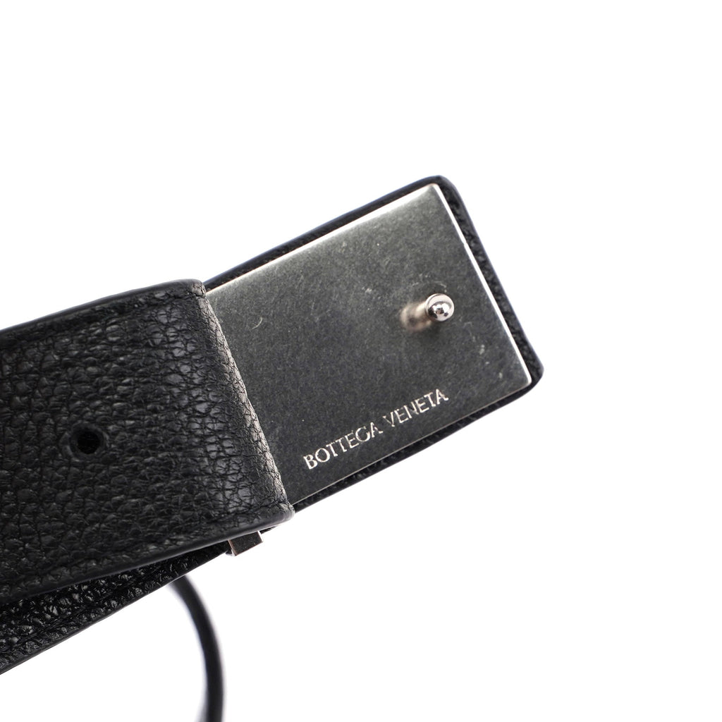 Black Leather Buckle Waist Bag