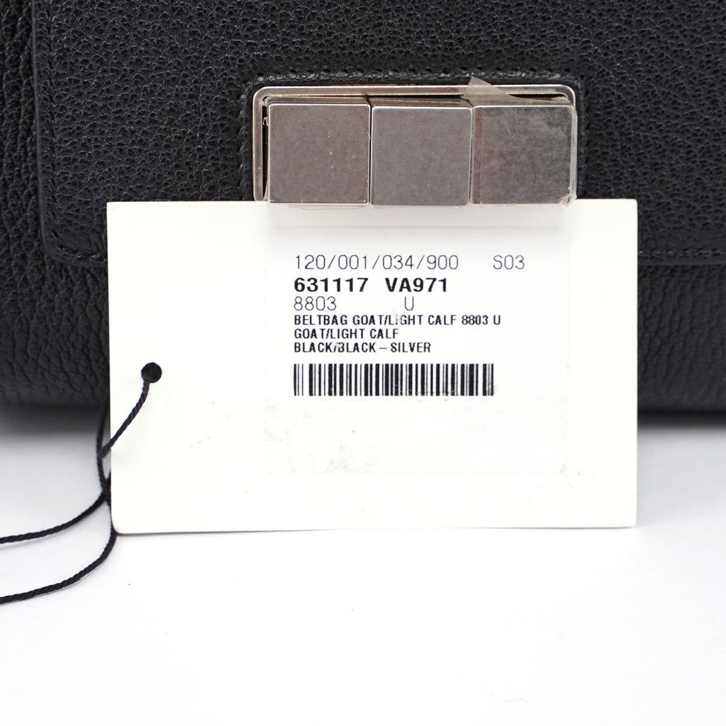 Black Leather Buckle Waist Bag